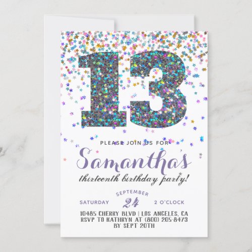 13th Birthday Confetti Invitation