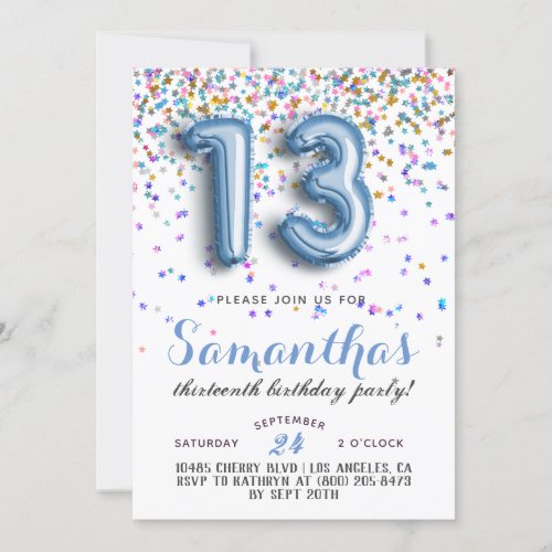 13th Birthday Confetti Invitation