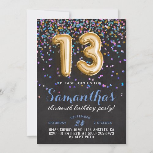 13th Birthday Confetti Invitation