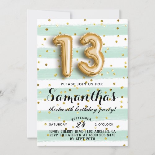 13th Birthday Confetti Invitation