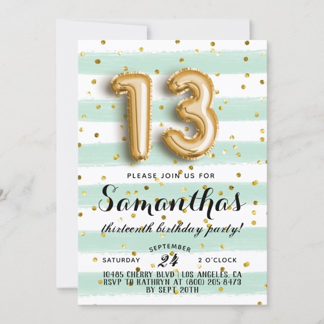 13th Birthday Confetti Invitation (Front)