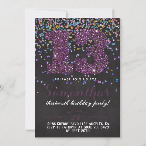 13th Birthday Confetti Invitation