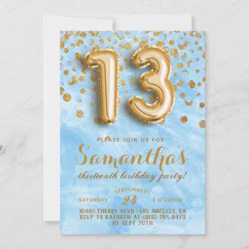 13th Birthday Confetti Invitation