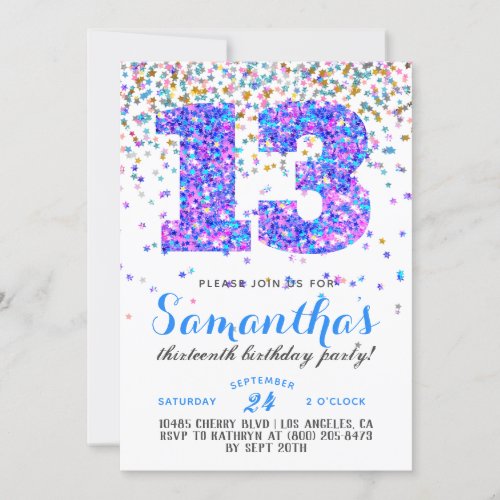 13th Birthday Confetti Invitation