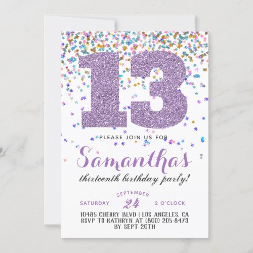 13th Birthday Confetti Invitation