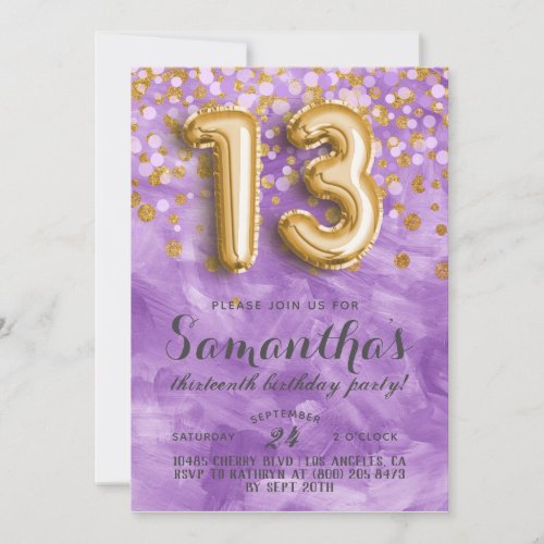 13th Birthday Confetti Invitation