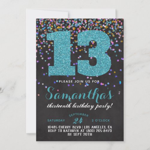 13th Birthday Confetti Invitation