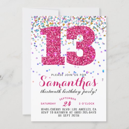 13th Birthday Confetti Invitation