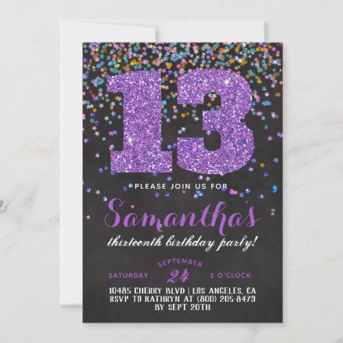 13th Birthday Confetti Invitation