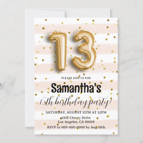 13th Birthday Confetti Invitation