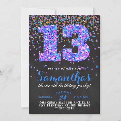 13th Birthday Confetti Invitation