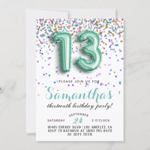 13th Birthday Confetti Invitation