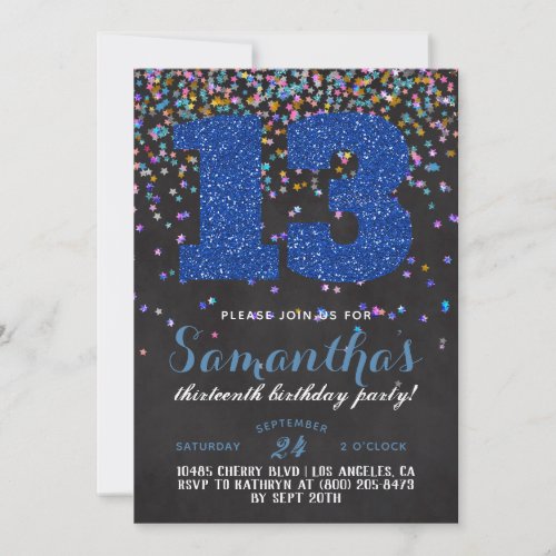 13th Birthday Confetti Invitation