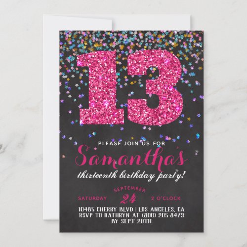 13th Birthday Confetti Invitation