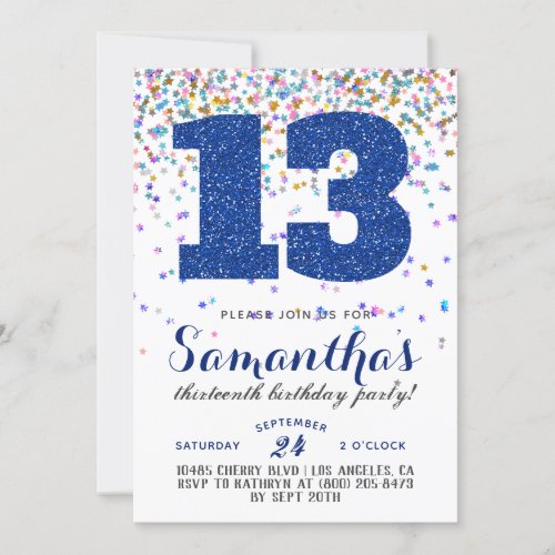 13th Birthday Confetti Invitation