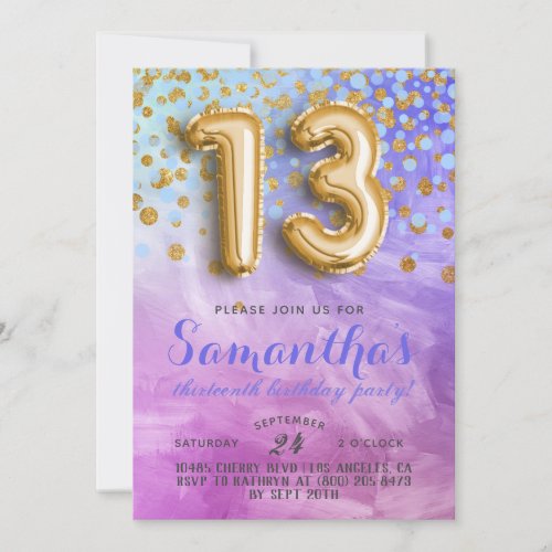 13th Birthday Confetti Invitation