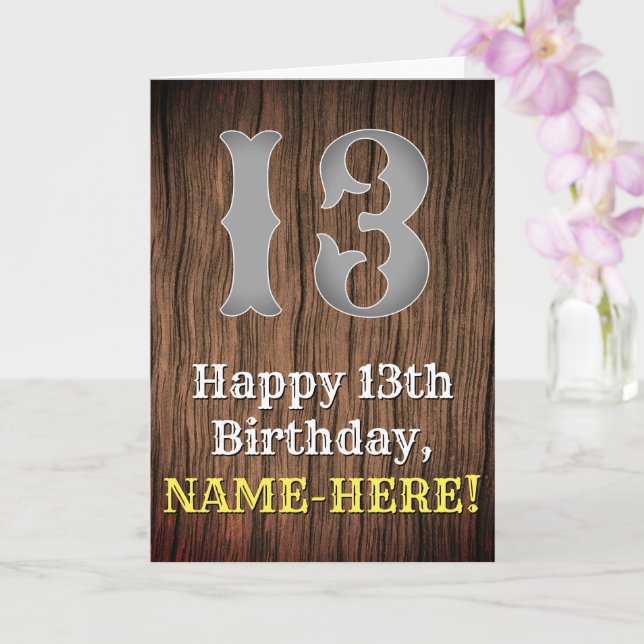 13th Birthday: Country Western Inspired Look, Name Card (Orchid)