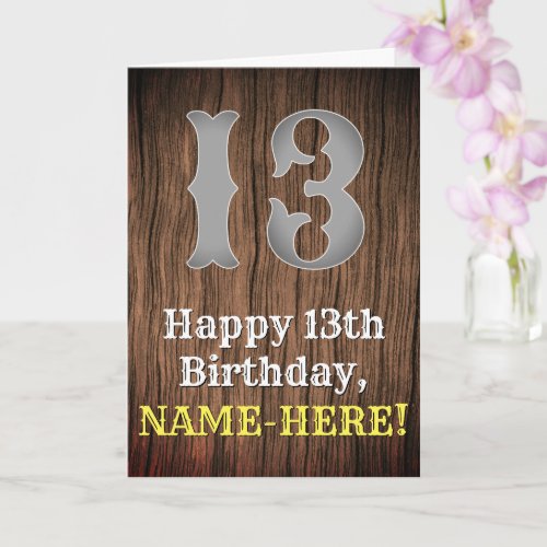 13th Birthday Country Western Inspired Look Name Card