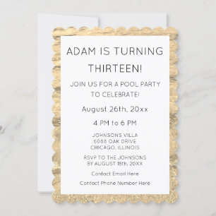 13th Birthday Custom Age Name Water Modern 2023 Invitation