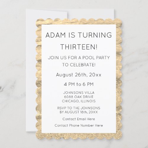 13th Birthday Custom Age Name Water Modern 2023 Invitation