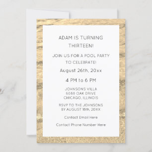 13th Birthday Custom Age Water Abstract Beach Cool Invitation