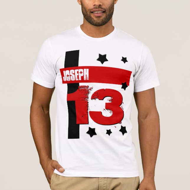 13th Birthday Custom Name RED WHITE BLACK V5 T-Shirt (Front)