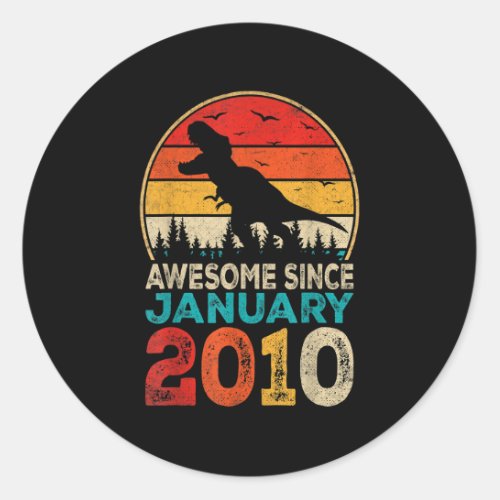 13th Birthday Dino 13 Years Old Awesome Since Janu Classic Round Sticker