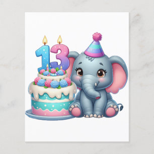 13th Birthday Elephant Cake Flyer
