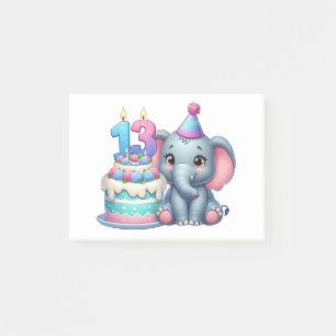 13th Birthday Elephant Cake Post-it Notes
