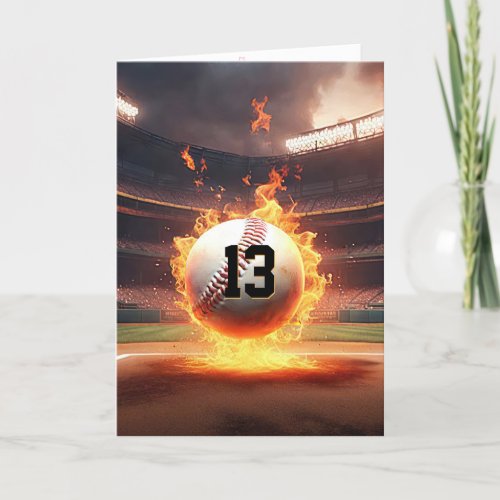 13th Birthday Flaming Baseball Card