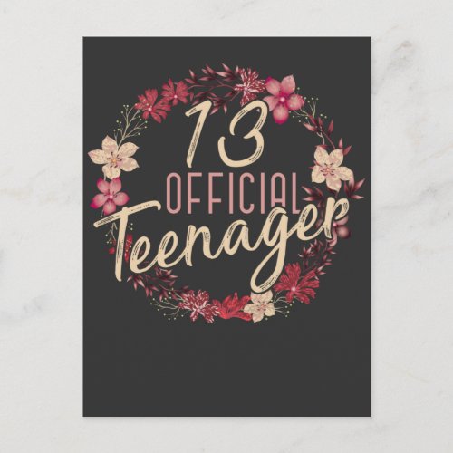 13th Birthday Flower 2008 Official Teenager Girl Postcard