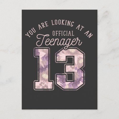 13th Birthday Flowers Official Teenager Girls Postcard