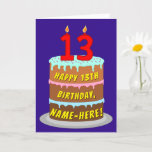 [ Thumbnail: 13th Birthday: Fun Cake and Candles + Custom Name Card ]