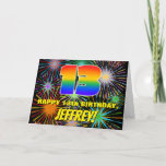 [ Thumbnail: 13th Birthday: Fun, Colorful Celebratory Fireworks Card ]