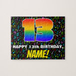 [ Thumbnail: 13th Birthday — Fun, Colorful Music Symbols & “13” Jigsaw Puzzle ]