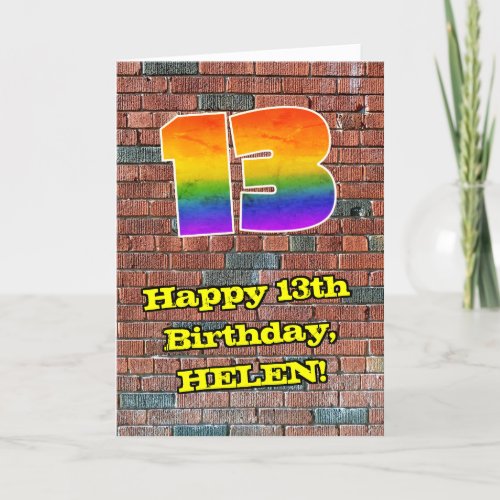 13th Birthday Fun Graffiti_Inspired Rainbow 13 Card