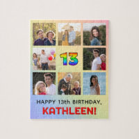 13th Birthday: Fun Rainbow #, Custom Name & Photos