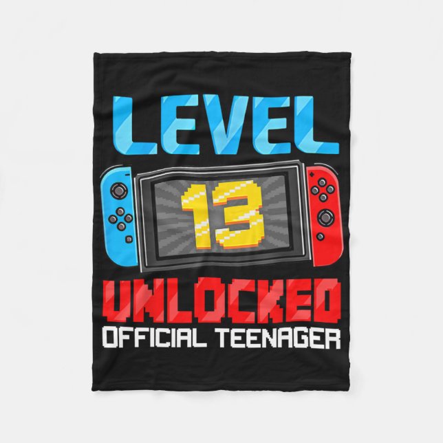 13th Birthday Game Level 13 Unlocked Official Teen Fleece Blanket (Front)