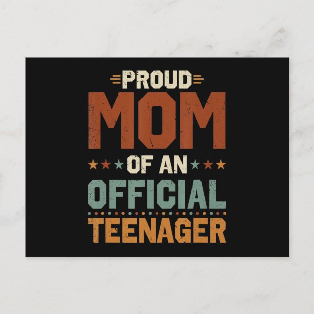 13th Birthday Gift Boys Girls Proud Mom of Officia Postcard (Front)