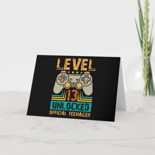 13th Birthday Gift Boys Level 13 Unlocked Official Card
