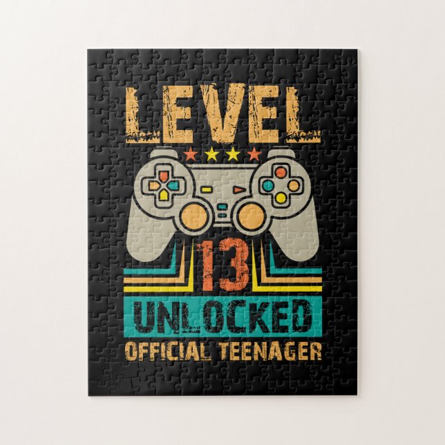 13th Birthday Gift Boys Level 13 Unlocked Official Jigsaw Puzzle (Vertical)
