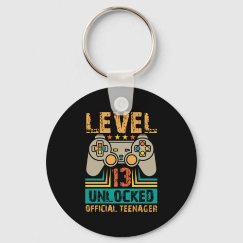 13th Birthday Gift Boys Level 13 Unlocked Official Keychain