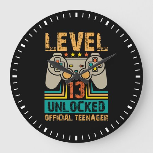 13th Birthday Gift Boys Level 13 Unlocked Official Large Clock