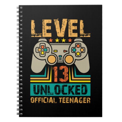 13th Birthday Gift Boys Level 13 Unlocked Official Notebook