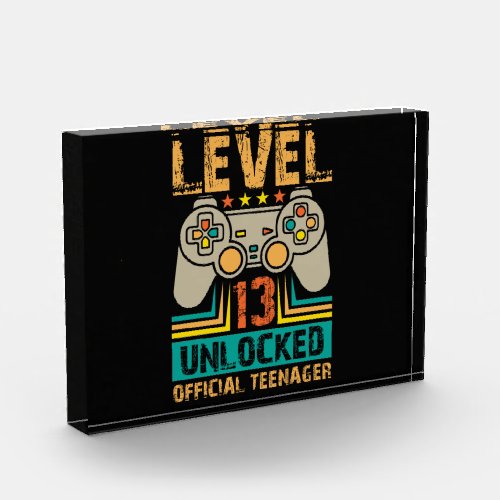 13th Birthday Gift Boys Level 13 Unlocked Official Photo Block