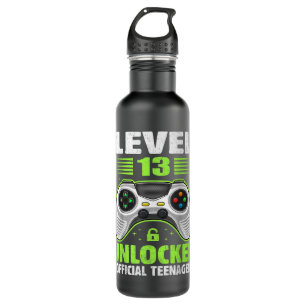 13th Birthday Gift Boys Level 13 Unlocked Official Stainless Steel Water Bottle