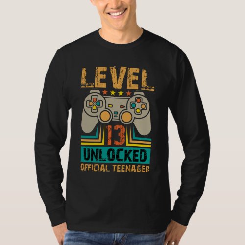 13th Birthday Gift Boys Level 13 Unlocked Official T_Shirt