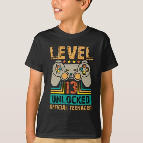 13th Birthday Gift Boys Level 13 Unlocked Official T_Shirt