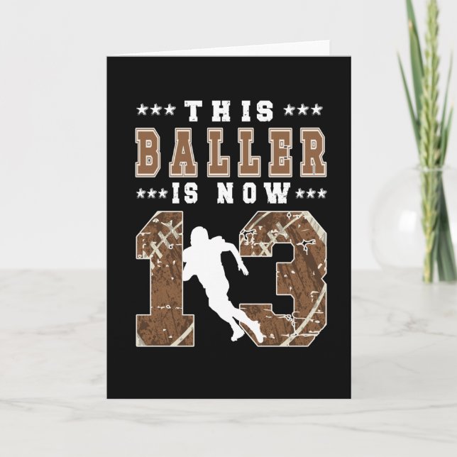 13th Birthday Gift Football Player 13 Year Old Boy Card (Front)