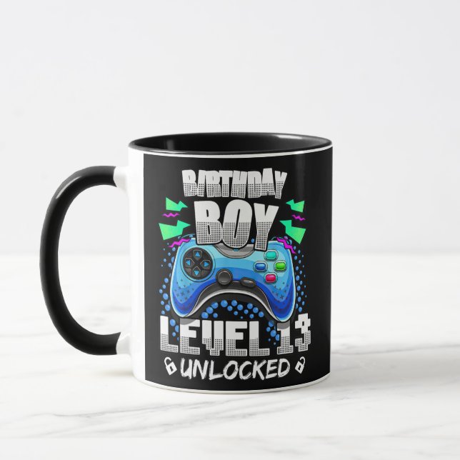 13th Birthday Gift Gamer Boys Level 13 Unlocked Mug (Left)